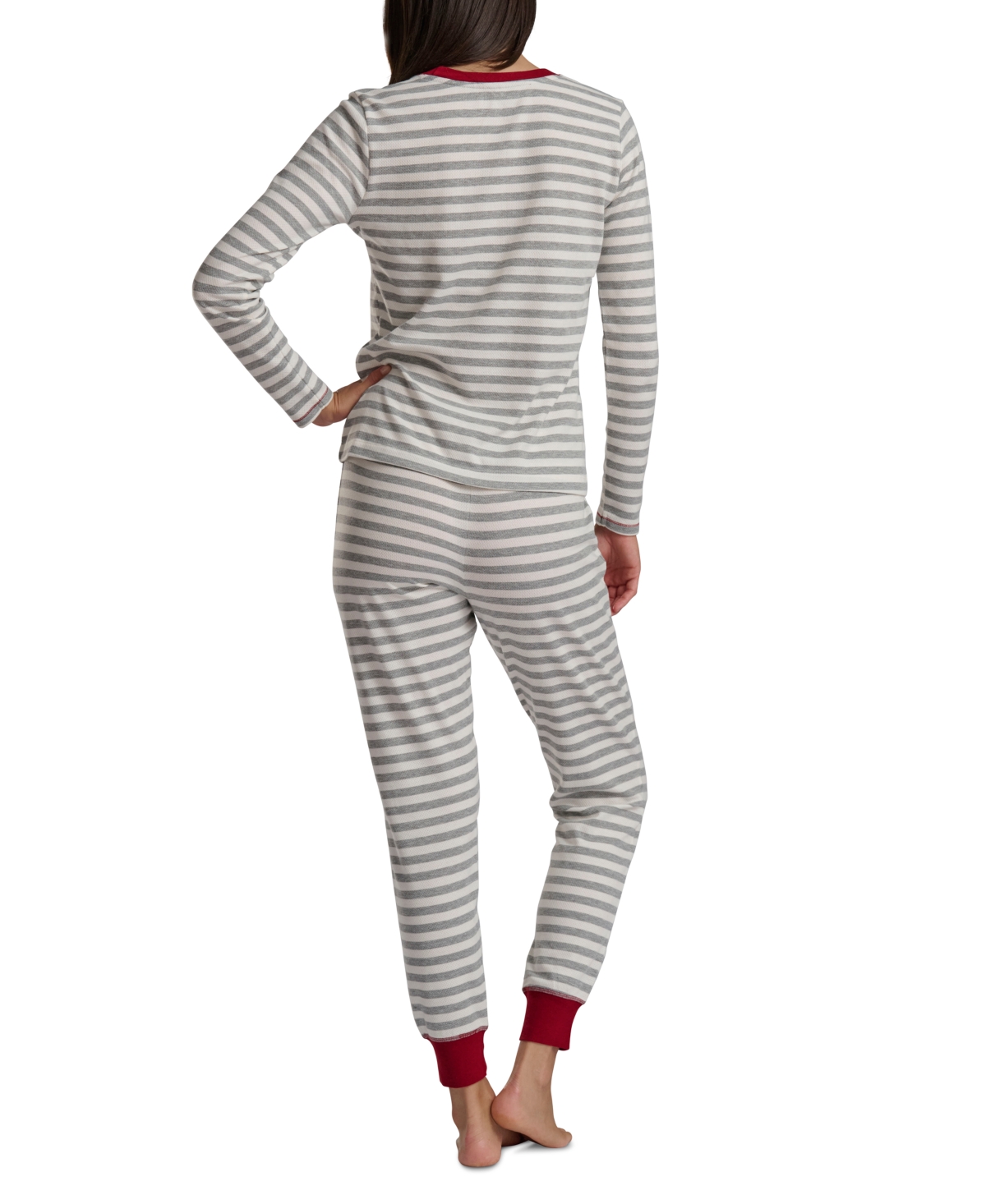 Tommy Hilfiger Women's 2-pc. Packaged Printed Thermal Pajamas Set In Gray