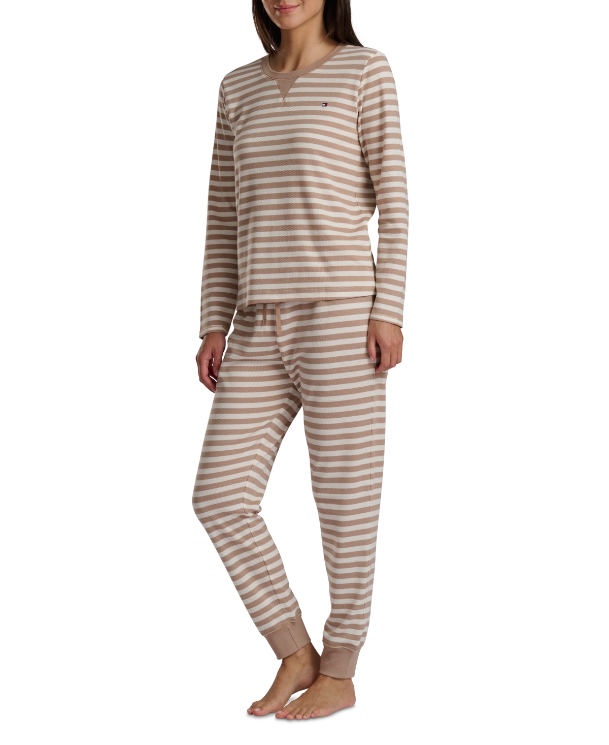 Tommy Hilfiger Women's 2-pc. Packaged Printed Thermal Pajamas Set In Gray
