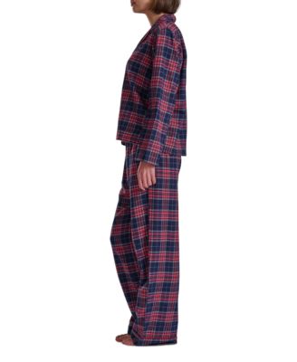 Women's 2-Piece Notch Collar Flannel Set