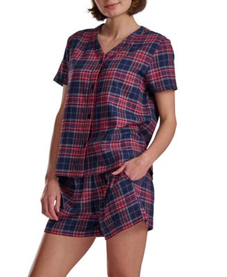 Women's 2-Piece Plaid Flannel Boxer Set