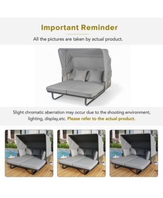 Outdoor Rattan Daybed - Patio Furniture - Grey
