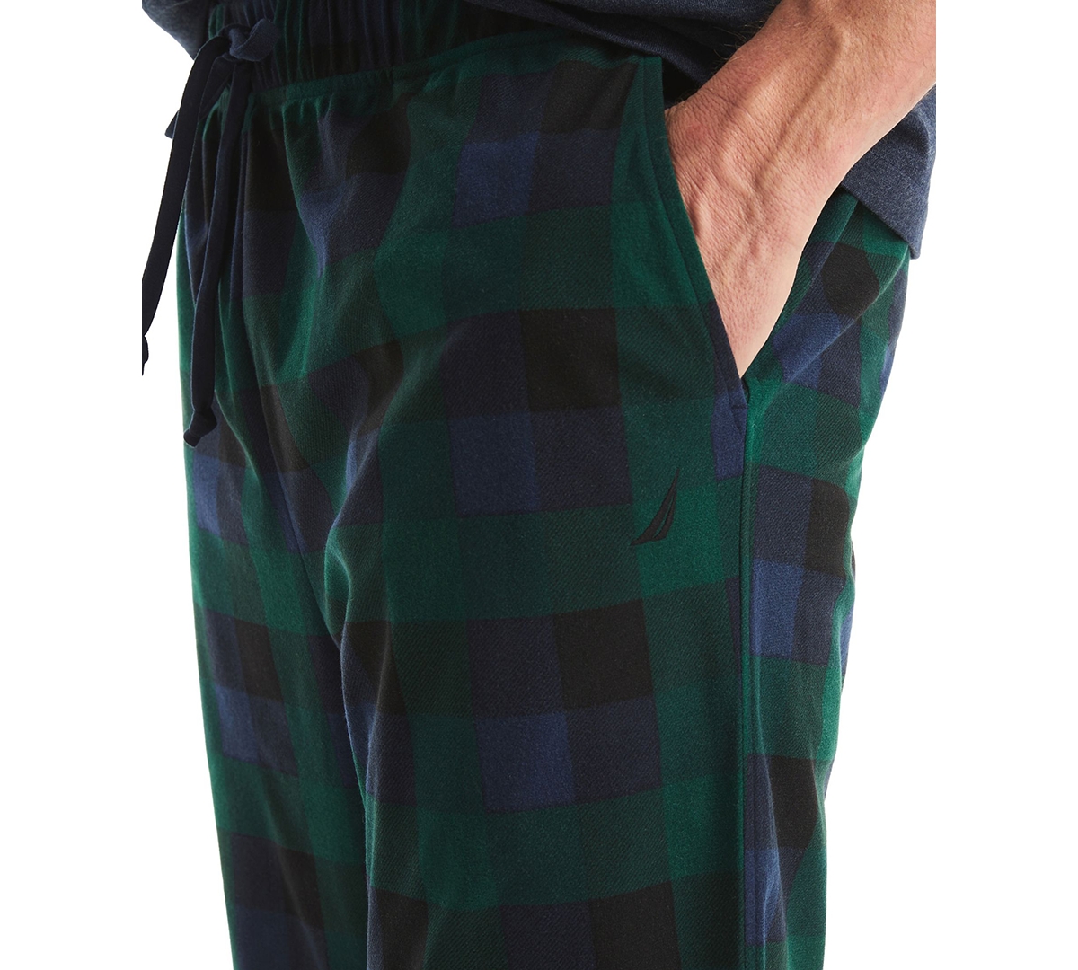 Nautica Men's Fleece Plaid Pajama Pants In Green