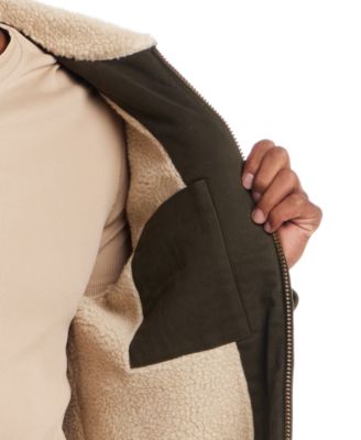 Men's Long Sleeve Zip Front Sherpa Collar Trucker Jacket