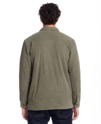 Men's Sherpa Lined Grid Collared Shirt Jacket