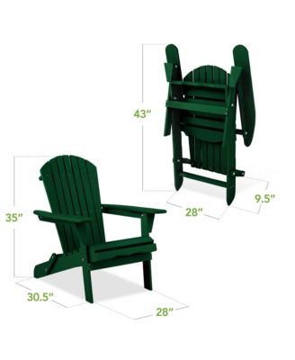 Folding Adirondack Chair Outdoor, Wooden Accent Lounge Furniture w/ 350lb Capacity