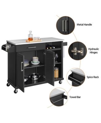 36" Stainless Steel Top Kitchen Island Cart with Storage