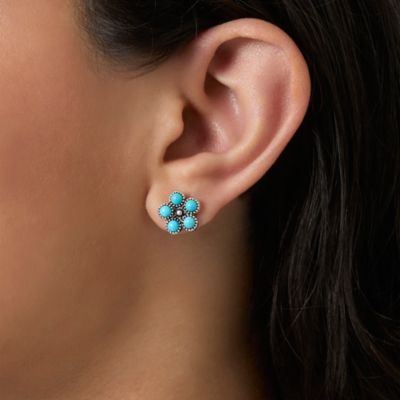 Turquoise Western Stud Earring Set - 5 Pairs