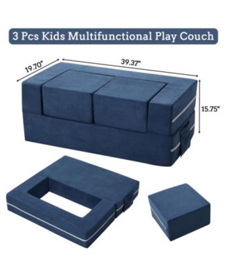 Kids Couch 3PCs Modular Kids Play Couch, Toddler Couch Kids Convertible Sofa Foam Floor Sofa