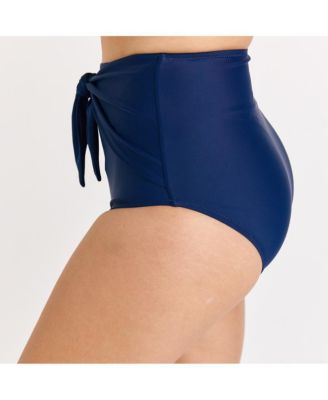 Plus Size High Waisted Bikini Bottom With Front Tie