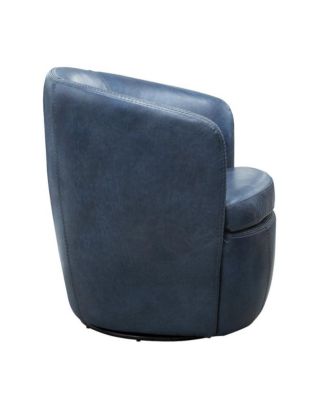 Two Pack Italian Leather  Vintage Navy Swivel Club Chair