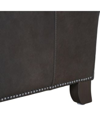 2 Pc. Slate Noire Top Grain Leather Nailhead Trim High-Leg Manual Pushback Recliner Set