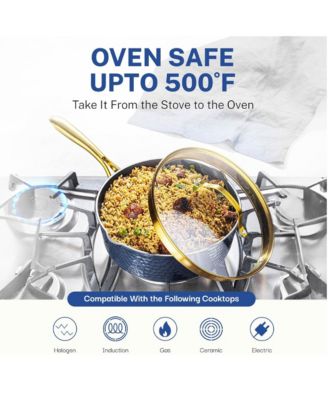 Charleston Collection 15-Piece Hammered Ceramic Coating Nonstick Cookware Set