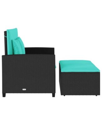 Patio Sofa Black PE Rattan 2-Seater