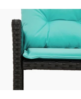 Garden Sofa Black sofa with blue cushions