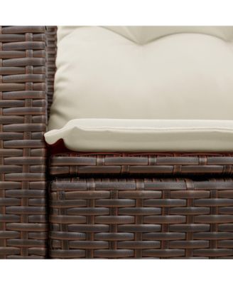 Garden Sofa Brown PE Rattan, Powder-Coated Steel, Polyester