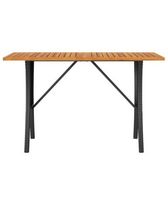 Patio Sofa 3-Seater with Cushions&Table Black Poly Rattan