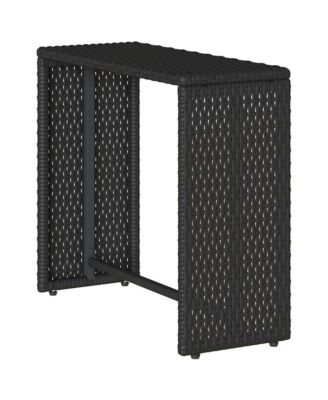 5 Piece Patio Sofa Set with Cushions Stackable Black Poly Rattan