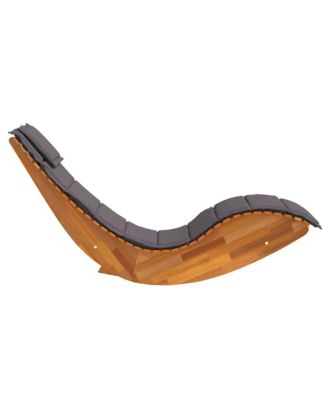 Sun Lounger Natural Wood, Dark Grey Cushion