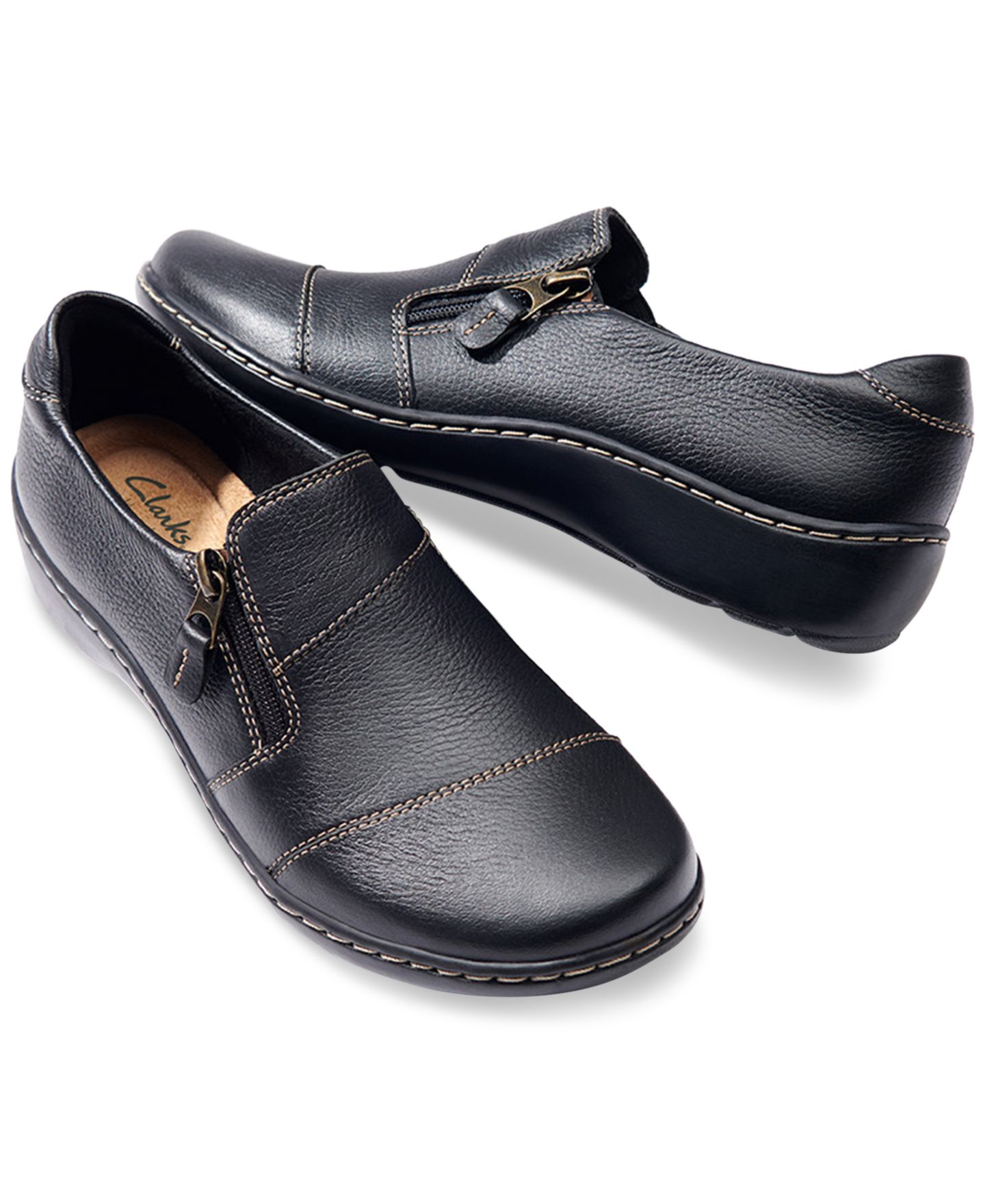 Женские балетки Clarks Cora Harbor на молнии, цвет: Чёрный — фото 10