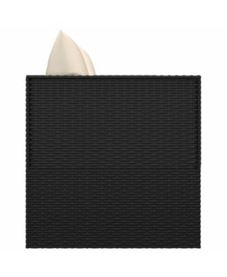 Outdoor Lounge Bed Black Poly Rattan, Powder-Coated Steel, Polyester