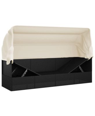 Outdoor Lounge Bed Black, Cream White