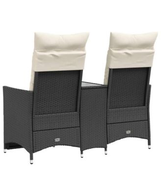 Reclining Garden Sofa Black, Cream White