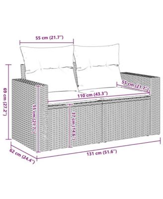 Garden Sofa Beige PE Rattan, Powder-Coated Steel, Polyester Medium