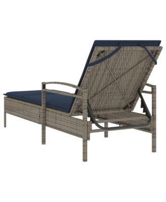 Sun Lounger with Cushion Grey 24.8 x 78.7 x 31.9" Poly Rattan (US only)