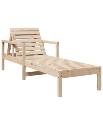 Sun Lounger Natural Pine Solid Pine Wood Standard