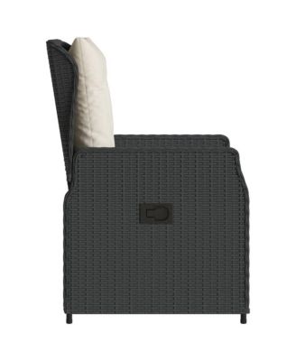 Reclining Garden Chair Black PE rattan Standard outdoor chair size