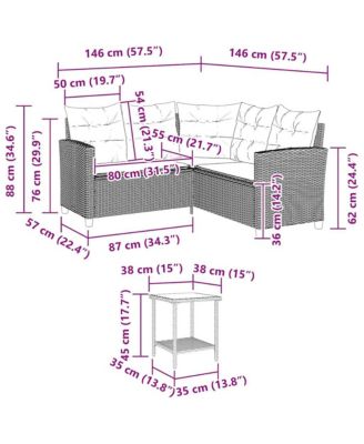 Garden Sofa Grey PE rattan Medium Adjustable Feet
