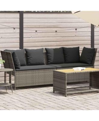 Garden Sofa Grey PE rattan, powder-coated steel, polyester