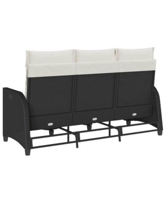 Reclining Garden Sofa Black PE Rattan