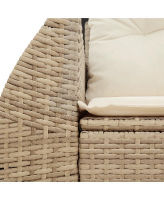 Garden Sofa Beige PE Rattan, Powder-Coated Steel 2-seater Modular