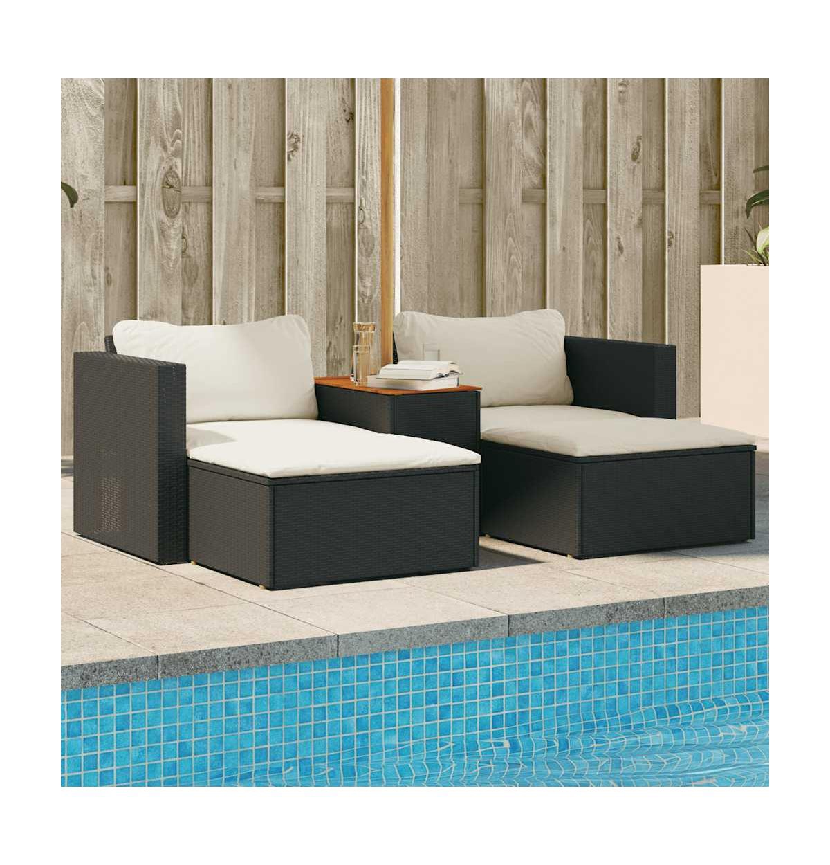 Garden Sofa Set Black, Cream White