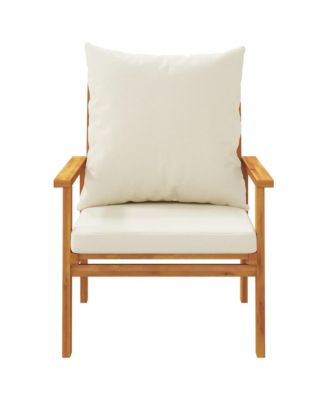 Sofa Chair Cream White Solid Acacia wood, 100% polyester Medium
