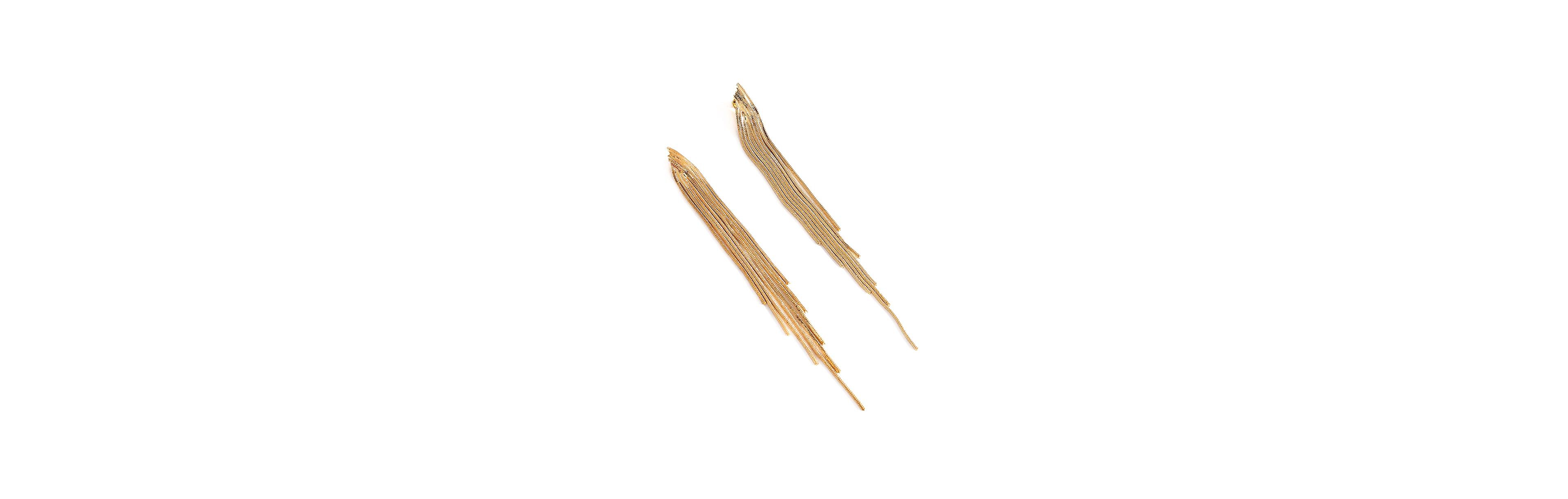Sohi Women's Gold Metallic Chain Drop Earrings