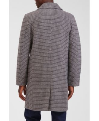 Men's Houndstooth Faux Wool Top Coat