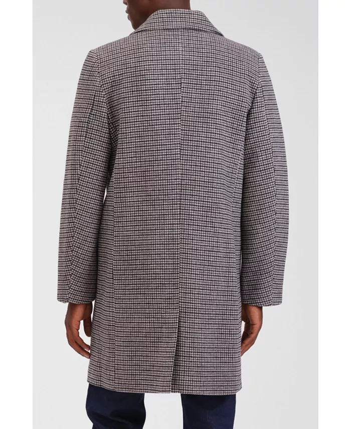 Men's Houndstooth Faux Wool Top Coat - thumbnail 4