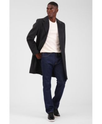 Men's Houndstooth Faux Wool Top Coat