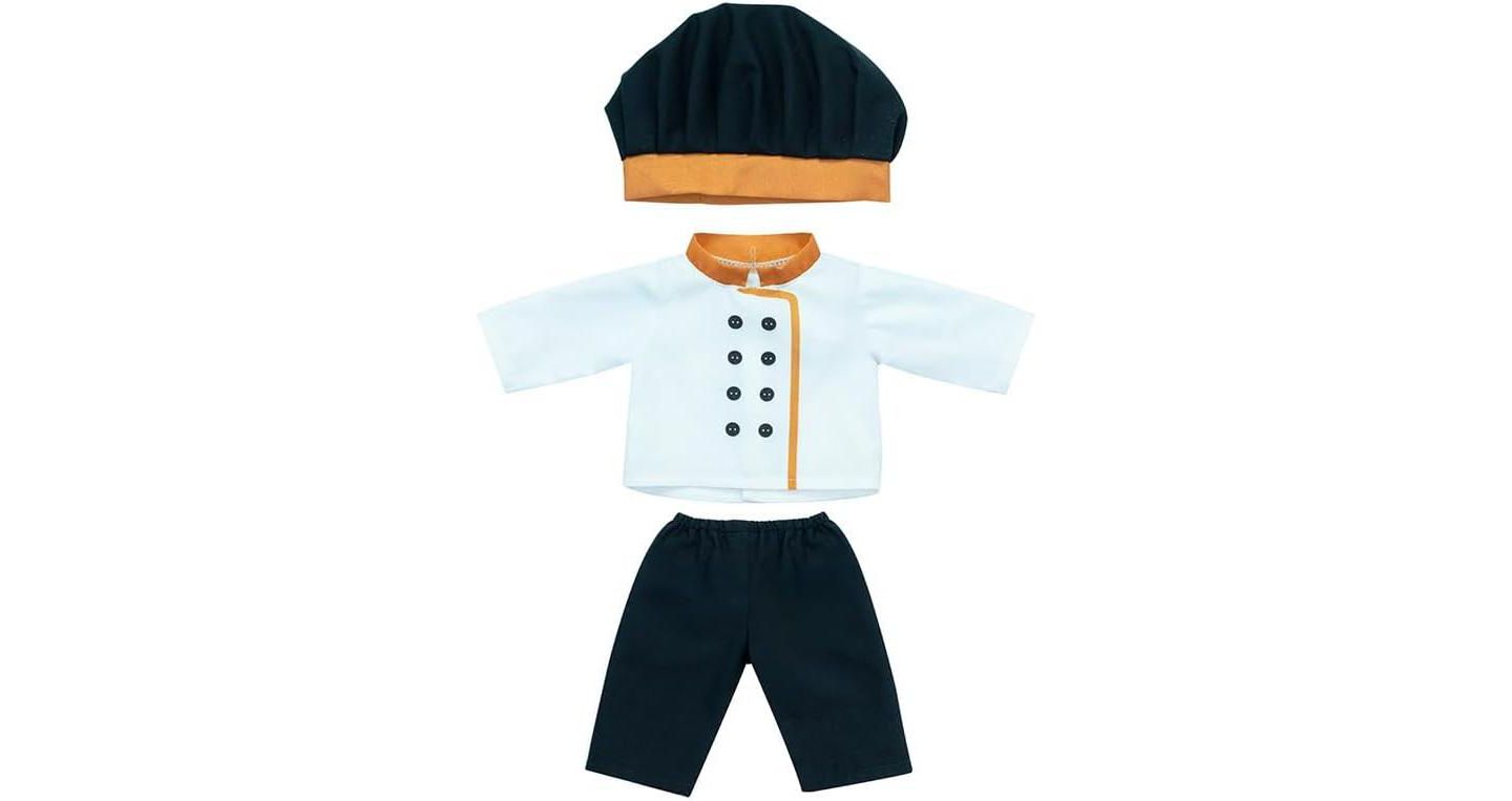 Детские куклы MINILAND Careers 15" Chef Double-Breasted 3-Piece Doll Outfit, Ages 10+, цвет: Белый разноцветный — фото 1