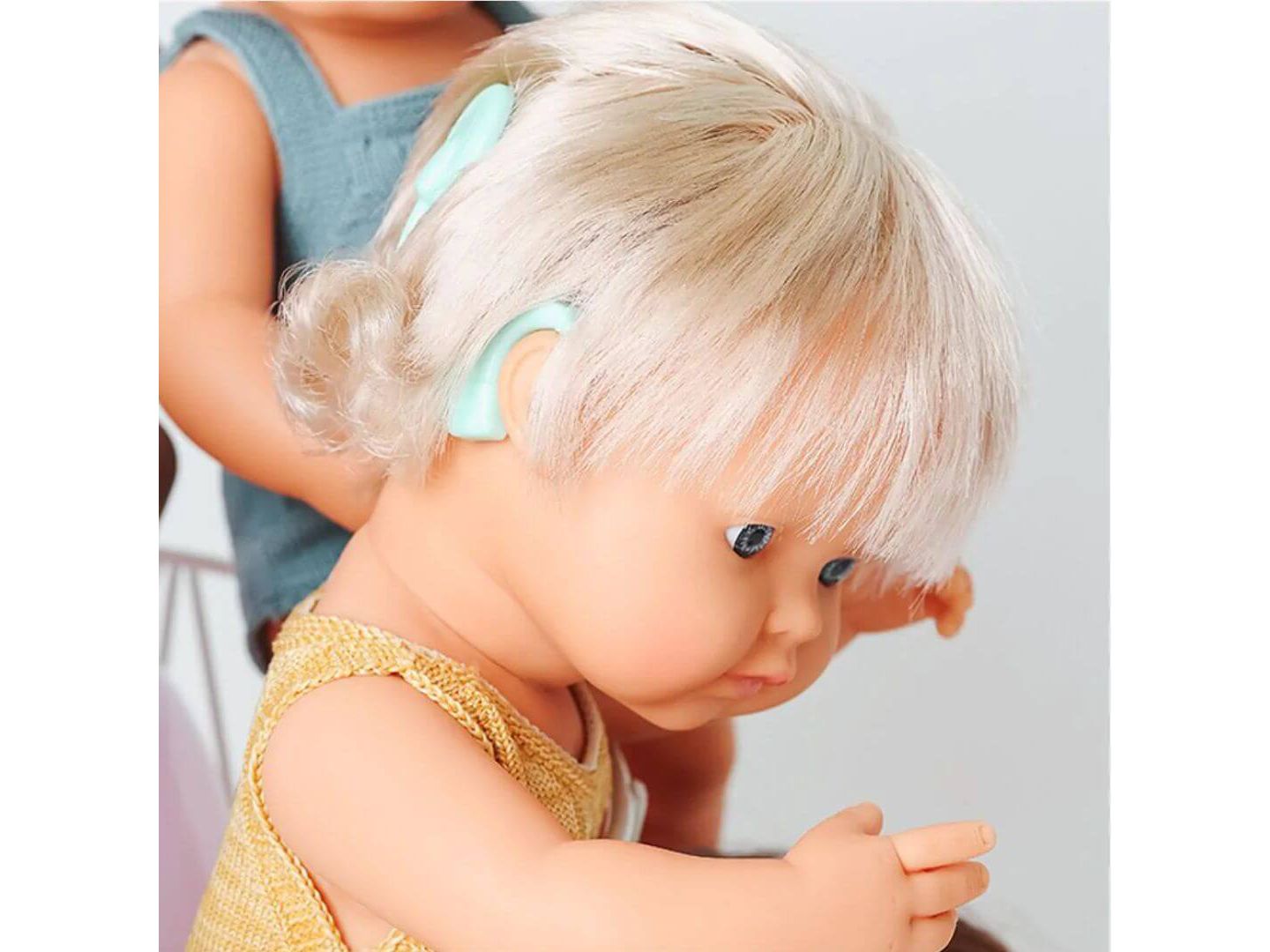 Детская кукла MINILAND My Friends & Me 15" Blonde Hair Hearing Implant Baby Doll, Ages 3+ — фото 2