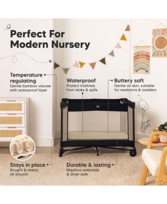 2pk Isla Waterproof Mini Crib Sheets for Boy, Girl, Soft Pack and Play Sheets for Graco Pack and Play Mattress