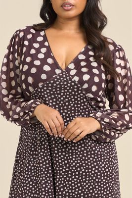 Women's Polka Dot Mesh Midi Dress
