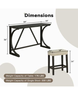4-Piece Bar Table and Chairs Set Tall Dining Table with Upholstered Bar Stool for Living Room Kitchen