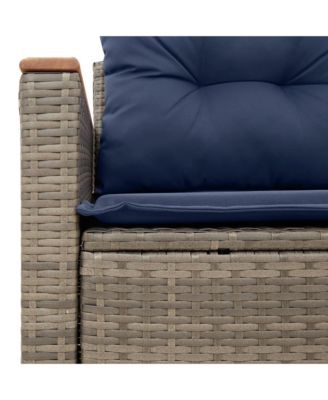 Patio Sofa with Cushions 2-Seater Gray Poly Rattan
