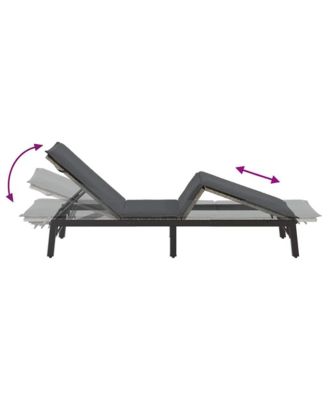 Sun Lounger Grey PE Rattan, Powder-Coated Steel Adjustable