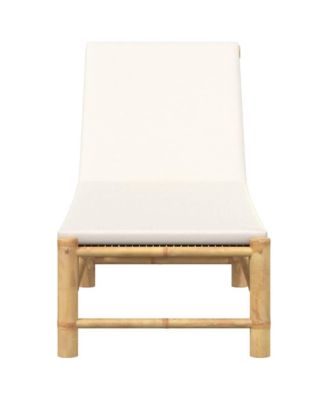 Sun Lounger Cream White Bamboo Standard Adjustable Armrests