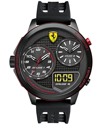 Scuderia Ferrari Men's Analog-Digital XX Kers Black Silicone Strap Watch 54mm 0830318