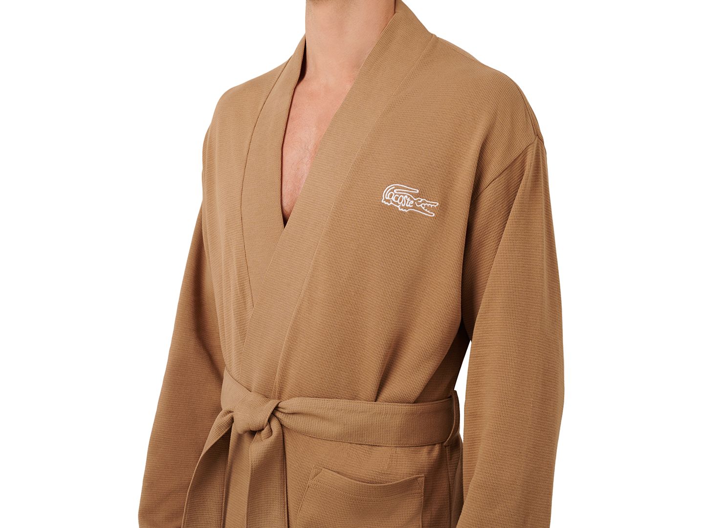Халат для мужчин, вафельная ткань, термоткань — Lacoste, цвет: Cookie — фото 1
